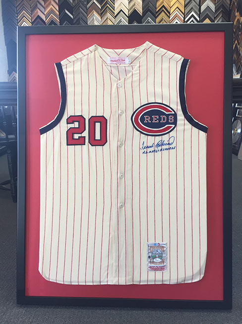 Reds Baseball Jersey in a Custom Frame